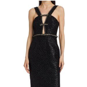 Self-Portrait Tinsel Bouclé Diamanté Midi-Dress
